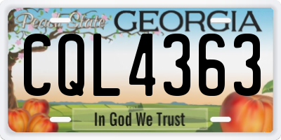 GA license plate CQL4363