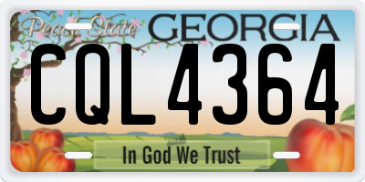 GA license plate CQL4364