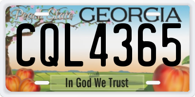 GA license plate CQL4365