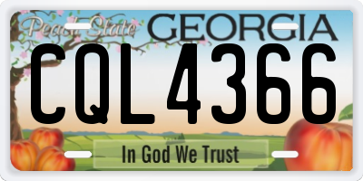 GA license plate CQL4366