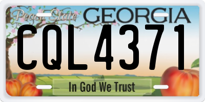 GA license plate CQL4371