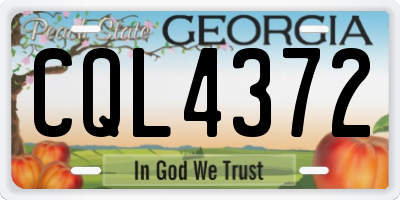 GA license plate CQL4372