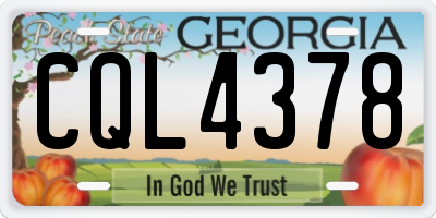 GA license plate CQL4378