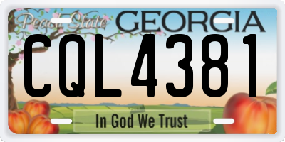 GA license plate CQL4381
