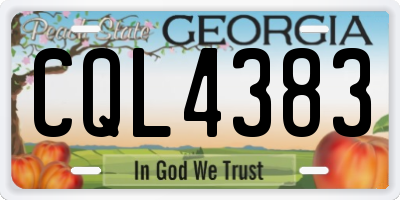 GA license plate CQL4383