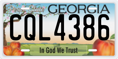GA license plate CQL4386
