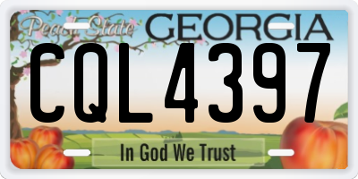GA license plate CQL4397