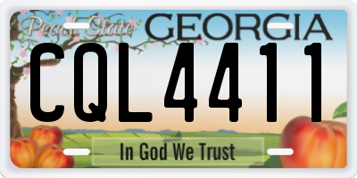 GA license plate CQL4411