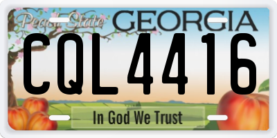 GA license plate CQL4416