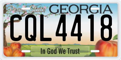 GA license plate CQL4418