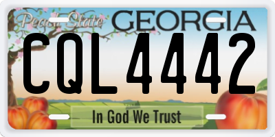 GA license plate CQL4442