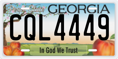 GA license plate CQL4449