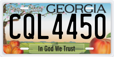 GA license plate CQL4450
