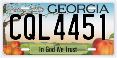 GA license plate CQL4451