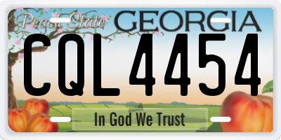 GA license plate CQL4454