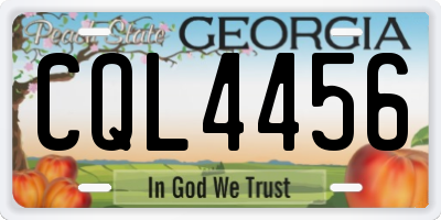 GA license plate CQL4456