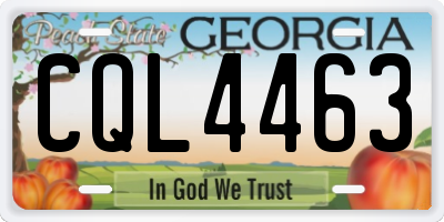 GA license plate CQL4463