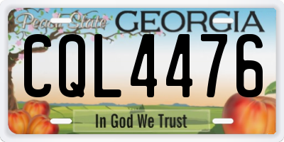 GA license plate CQL4476