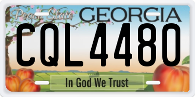GA license plate CQL4480