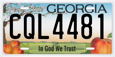 GA license plate CQL4481