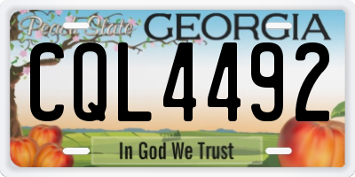 GA license plate CQL4492