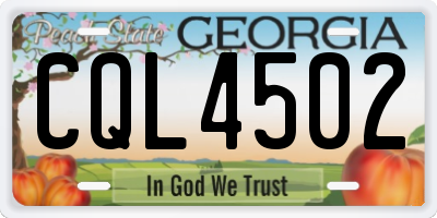 GA license plate CQL4502