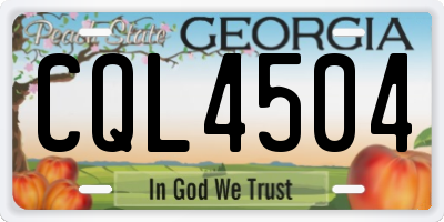 GA license plate CQL4504