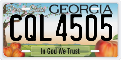 GA license plate CQL4505