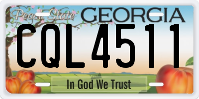 GA license plate CQL4511