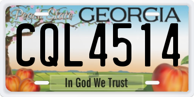 GA license plate CQL4514