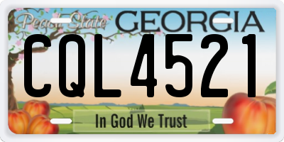 GA license plate CQL4521