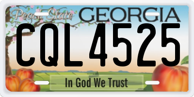 GA license plate CQL4525
