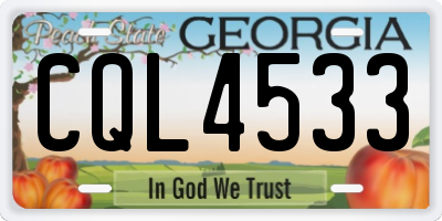 GA license plate CQL4533