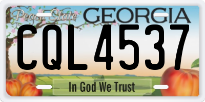 GA license plate CQL4537