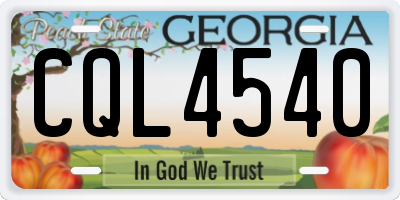 GA license plate CQL4540