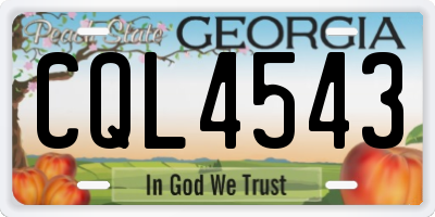 GA license plate CQL4543