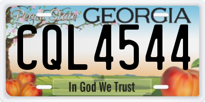 GA license plate CQL4544