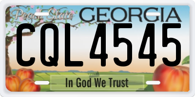 GA license plate CQL4545