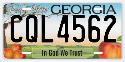 GA license plate CQL4562