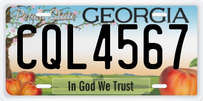 GA license plate CQL4567