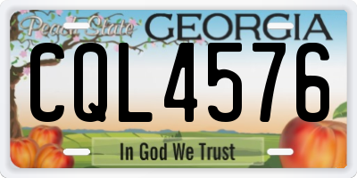 GA license plate CQL4576