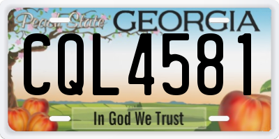 GA license plate CQL4581