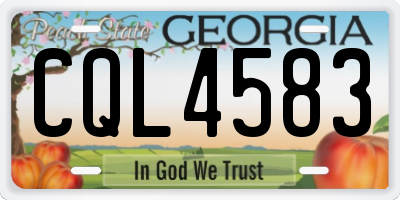 GA license plate CQL4583