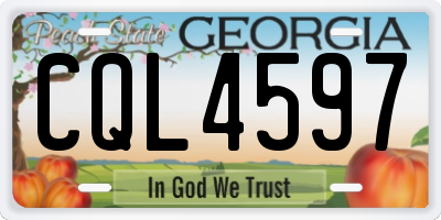 GA license plate CQL4597