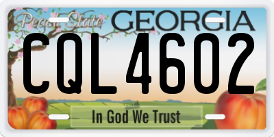 GA license plate CQL4602