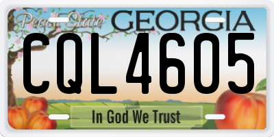 GA license plate CQL4605
