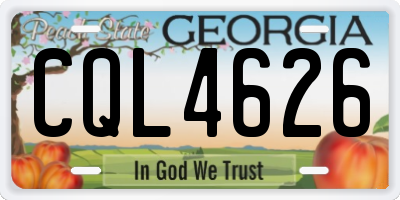 GA license plate CQL4626