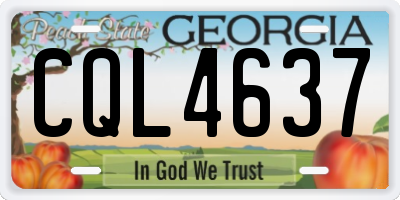 GA license plate CQL4637