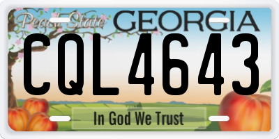 GA license plate CQL4643