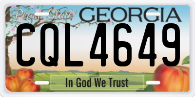 GA license plate CQL4649